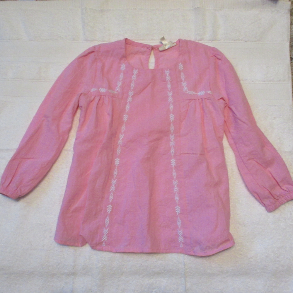 Pink Kids Shirt with Embroidered Details